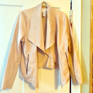 Bar III pink nude open jacket faux leather size L